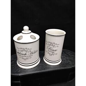 From the Bain Collection White Rinse Cup & Toothbrush holder New